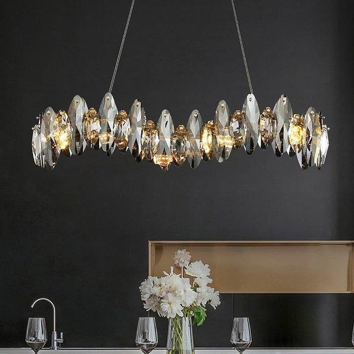 Crystal Luxury Dark Wave Chandelier for a layered double-volume living room