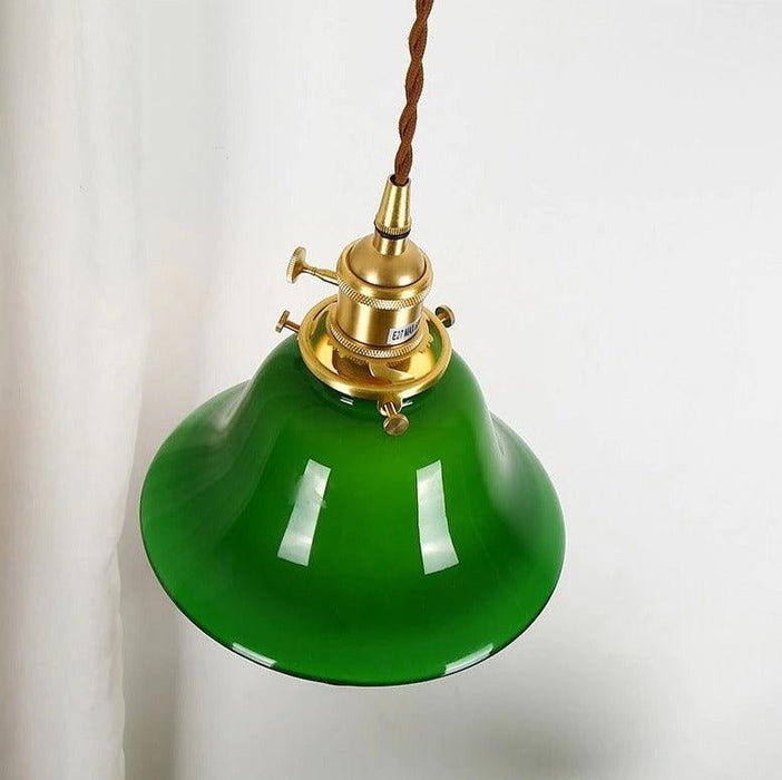 Vintage Style Green Glass Pendant Light.