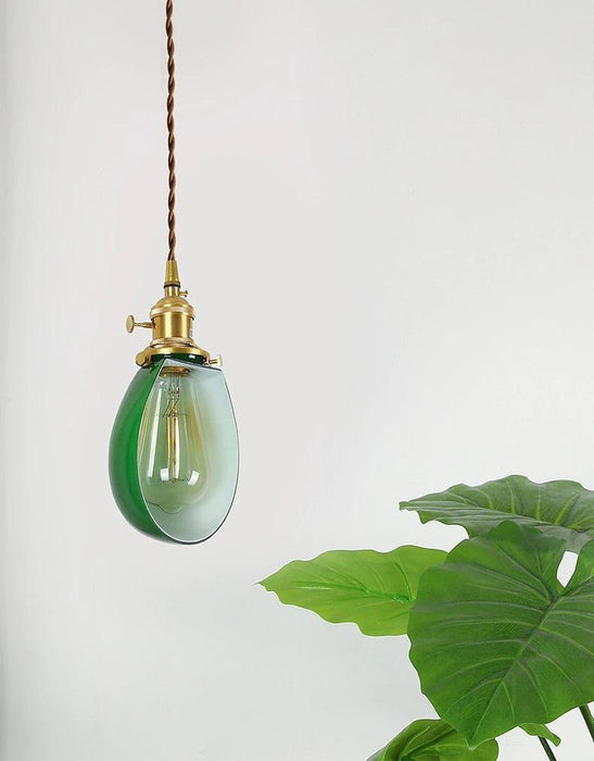 Vintage Style Green Glass Pendant Light.