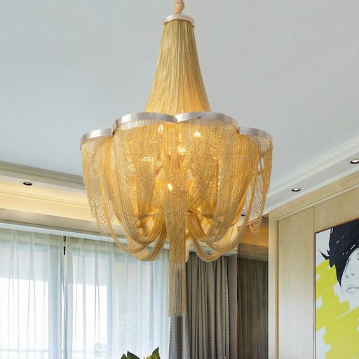 Modern Style Luxury Golden Fringe Chandelier.