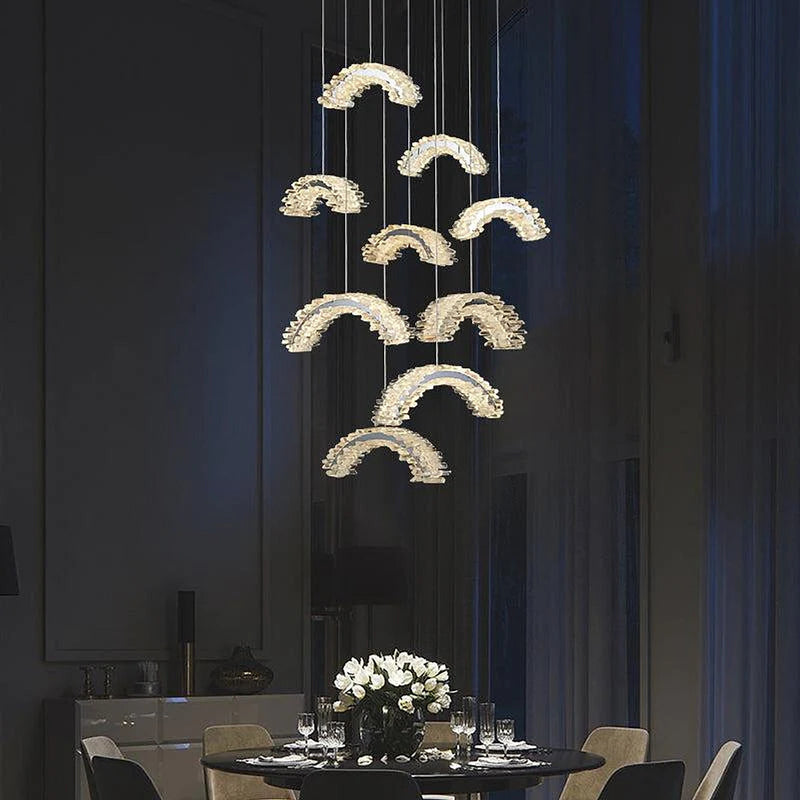 Rainbow Modern Rock Crystal Staircase Chandelier-DWHOME