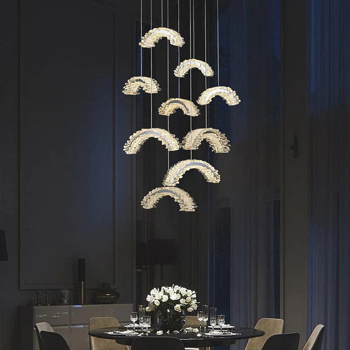 Rainbow Modern Rock Crystal Staircase Chandelier-DWHOME
