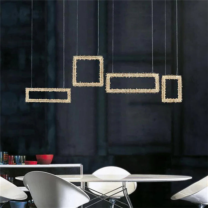 Echo Modern Rock Crystal Chandelier Over Dining Table-DWHOME