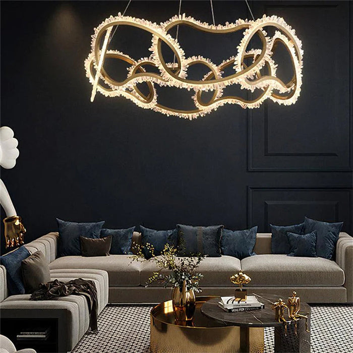 July Modern Rock Crystal Multi Ring Chandelier-DWHOME