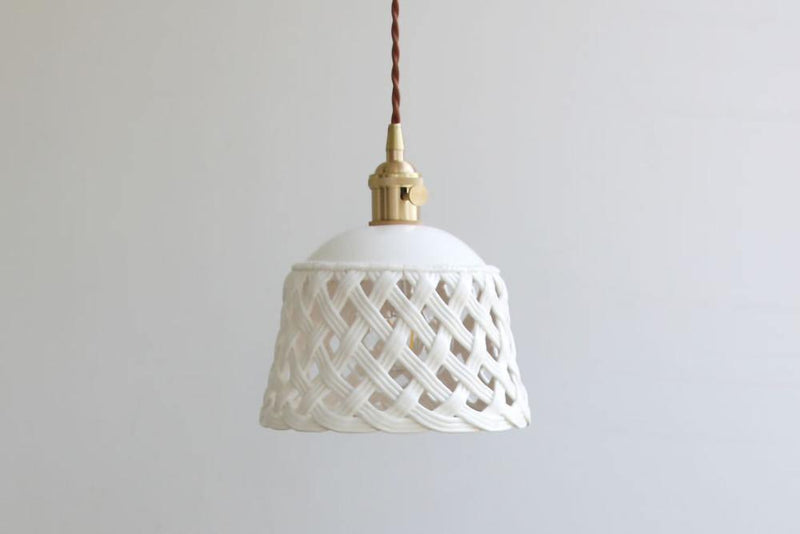 Openwork Ceramic Pendant Swag Light-DWHOME