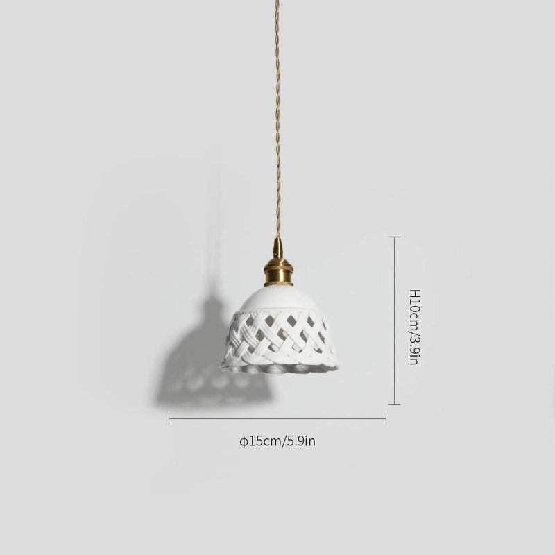 Openwork Ceramic Pendant Swag Light-DWHOME