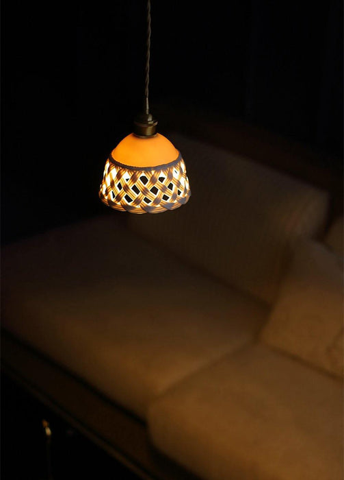 Openwork Ceramic Pendant Lamp - Vakkerlight