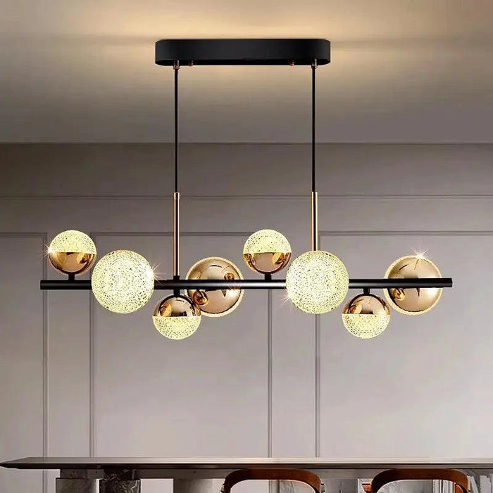 Black and Gold Glass Globe Chandelier 8/10 Light-DWHOME