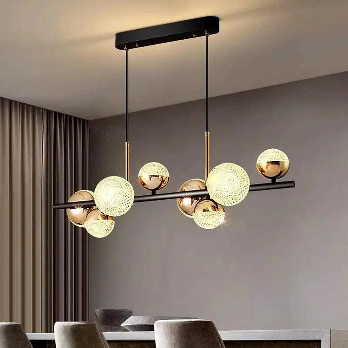 Black and Gold Glass Globe Chandelier 8/10 Light-DWHOME
