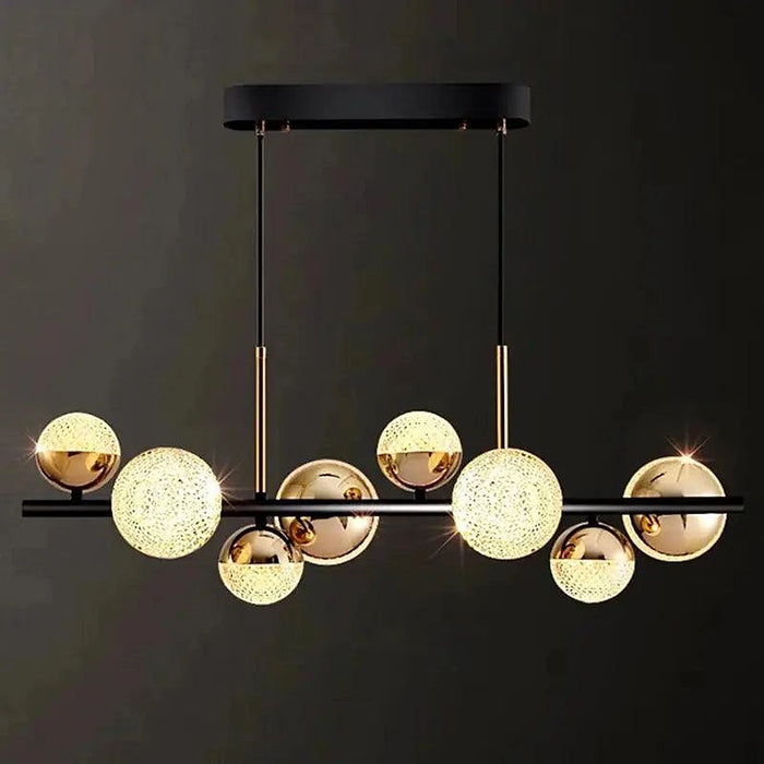 Black and Gold Glass Globe Chandelier 8/10 Light-DWHOME
