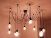 10 head Edison Bare Bulb Pendant Light in Black.