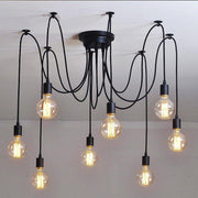 10 head Edison Bare Bulb Pendant Light in Black-DWHOME