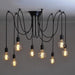 10 head Edison Bare Bulb Pendant Light in Black.