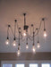 10 head Edison Bare Bulb Pendant Light in Black.