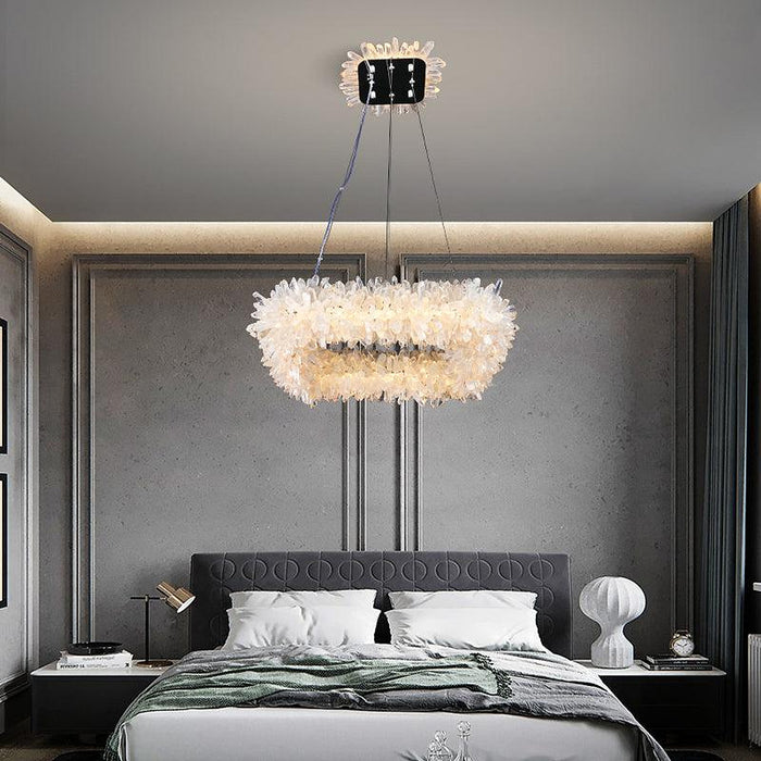 24'' Square Modern Geode Quartz Crystal Chandelier-DWHOME