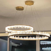 36 Inch Round Modern Chandelier Brass & Clear Geode Quartz Crystal Hanging Light-DWHOME