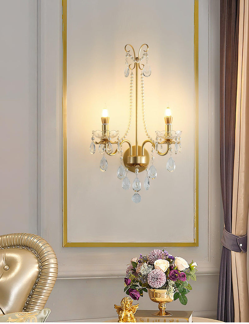 Crystal Pearl Chain Wall Lamp-DWHOME