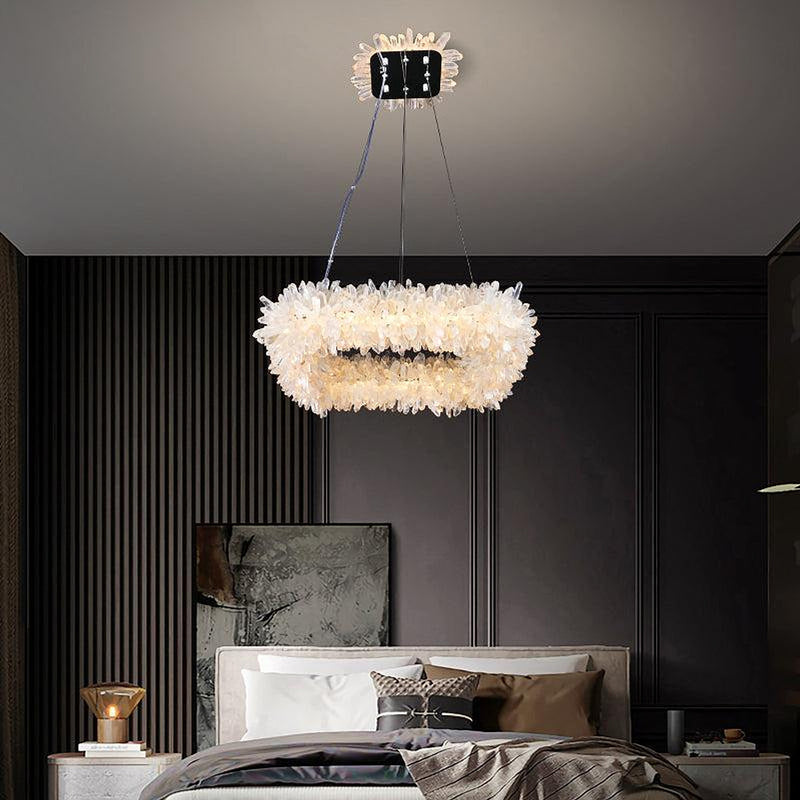 24'' Square Modern Geode Quartz Crystal Chandelier-DWHOME