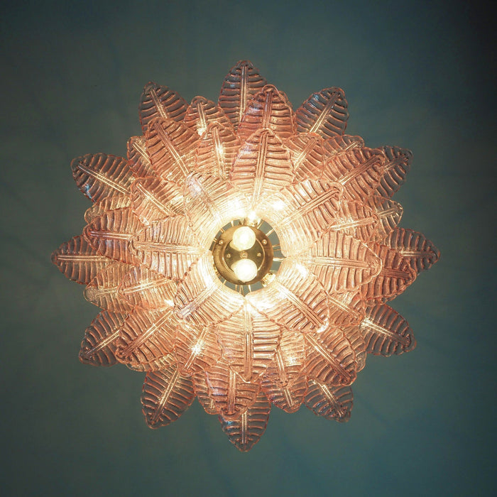 Murano Pink Glass Leaf Chandelier-DWHOME