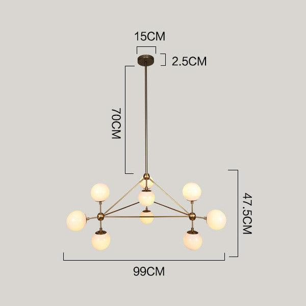 Ritz 10 Bulb Brass Pendant Light.