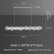 60" Bacci Modern Crystal Dining Room Chandelier-DWHOME