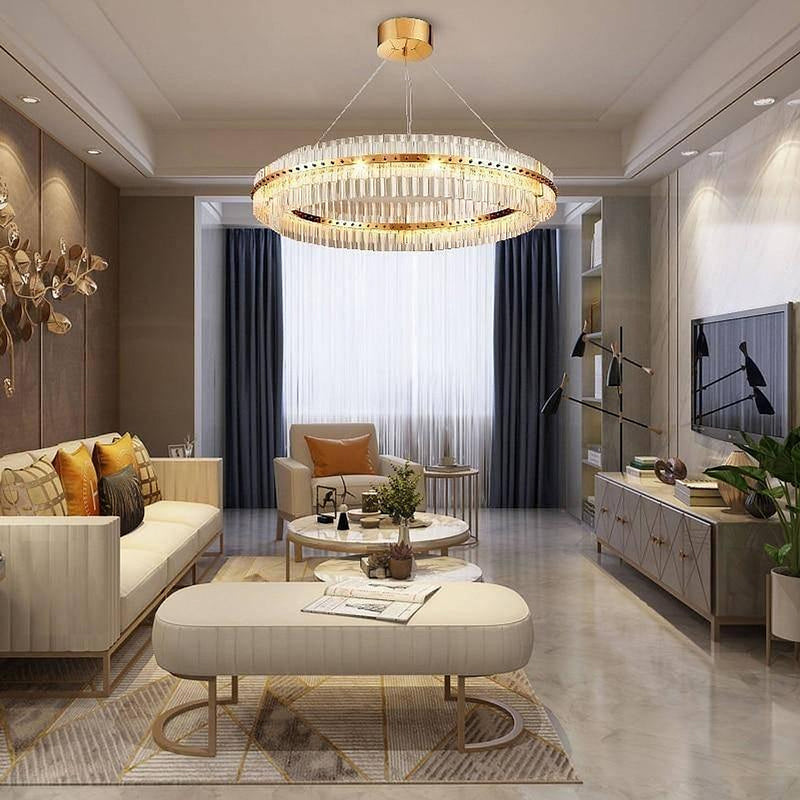 Gold Plated LED Wheel Crystal Chandelier By Morsale-DWHOME