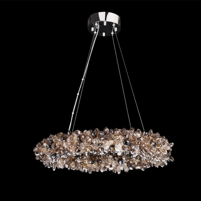 Multiple Size Modern Smoky Rock Crystal Halo LED Chandelier Pendant Light-DWHOME