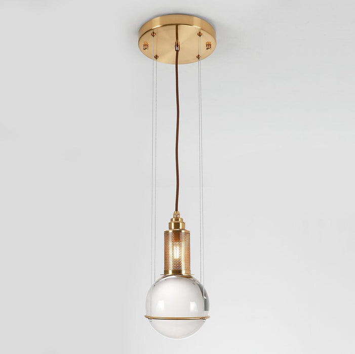 Opal round glass sphere midcentury pendant Light.