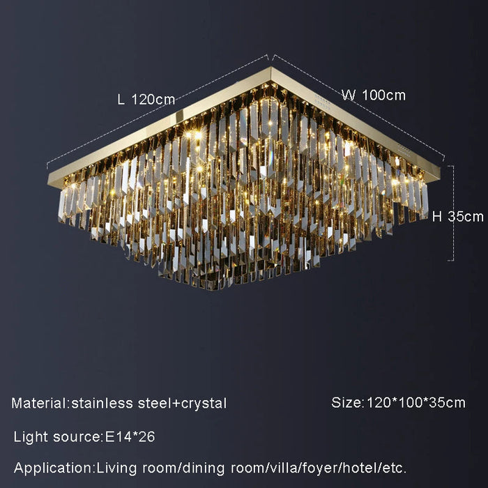 Gio Smoke Grey Crystal Ceiling Chandelier.