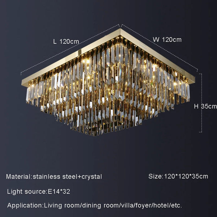 Gio Smoke Grey Crystal Ceiling Chandelier.