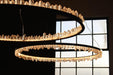 36 Inch Round Modern Chandelier Brass & Clear Geode Quartz Crystal Hanging Light-DWHOME