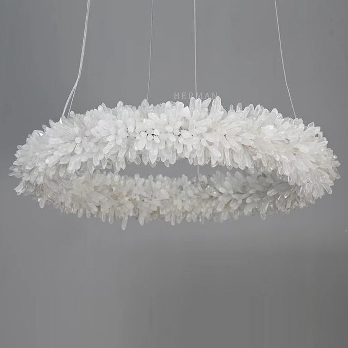 24-47 Inch Round Clear Geode Quartz Crystal Ring Pendant Light Modern Chandelier for Living Room-DWHOME