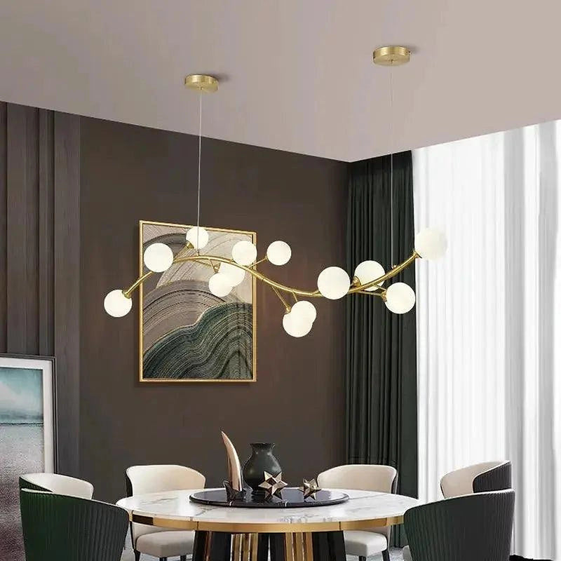 13-Light Gold Tree Branch Pendant Chandelier-DWHOME