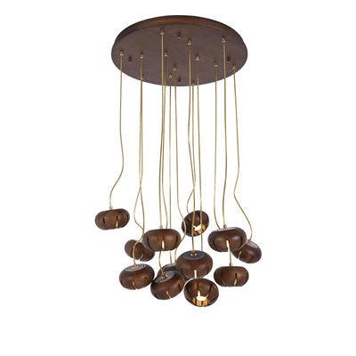 Wooden Petal Round Cluster Pendant Light - DWHOME