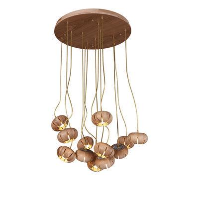 Wooden Petal Round Cluster Pendant Light - DWHOME