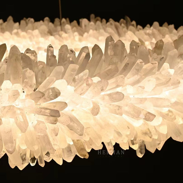 24-47 Inch Round Clear Geode Quartz Crystal Ring Pendant Light Modern Chandelier for Living Room-DWHOME