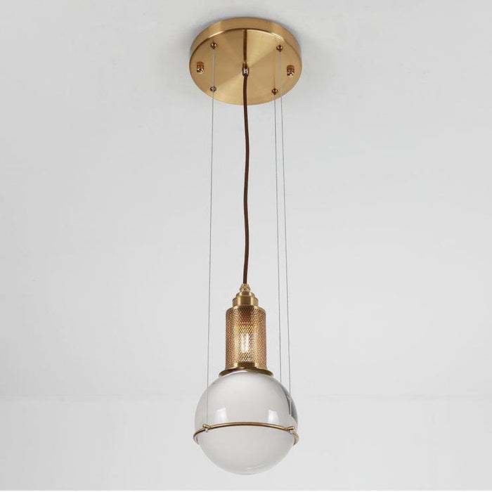 Opal round glass sphere midcentury pendant Light.