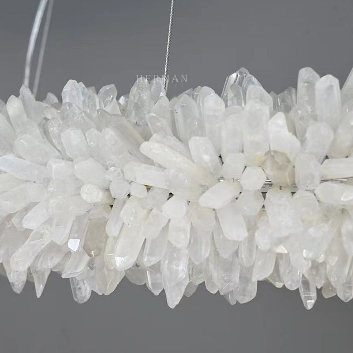 24-47 Inch Round Clear Geode Quartz Crystal Ring Pendant Light Modern Chandelier for Living Room-DWHOME
