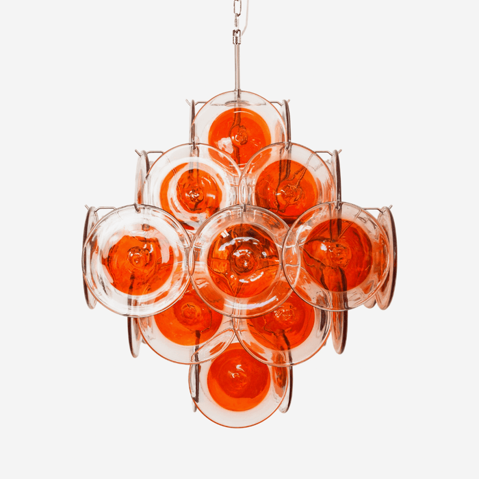 Orange Transparent Murano Disc Chandelier-DWHOME
