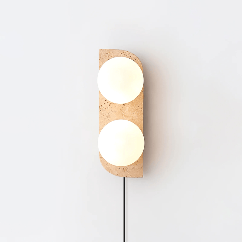 Elysian Travertine Plug-in Wall Light-DWHOME