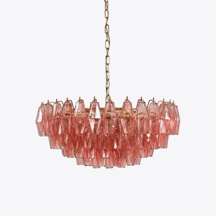 Pink Polygon Drop Chandelier-DWHOME