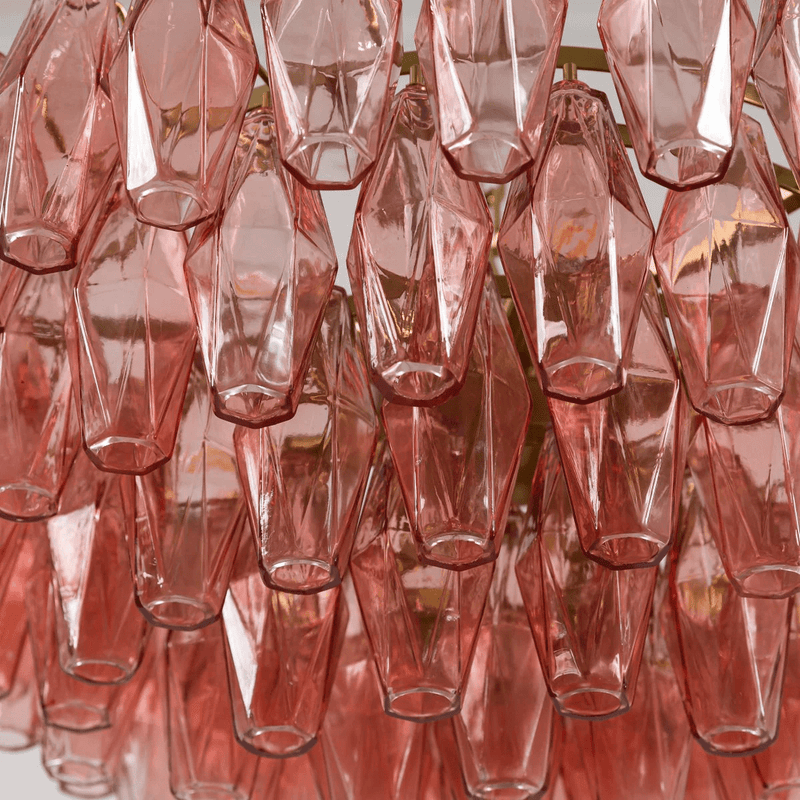 Pink Polygon Drop Chandelier-DWHOME