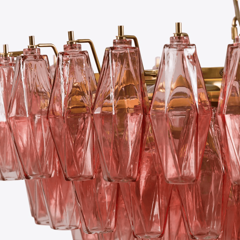 Pink Polygon Drop Chandelier-DWHOME
