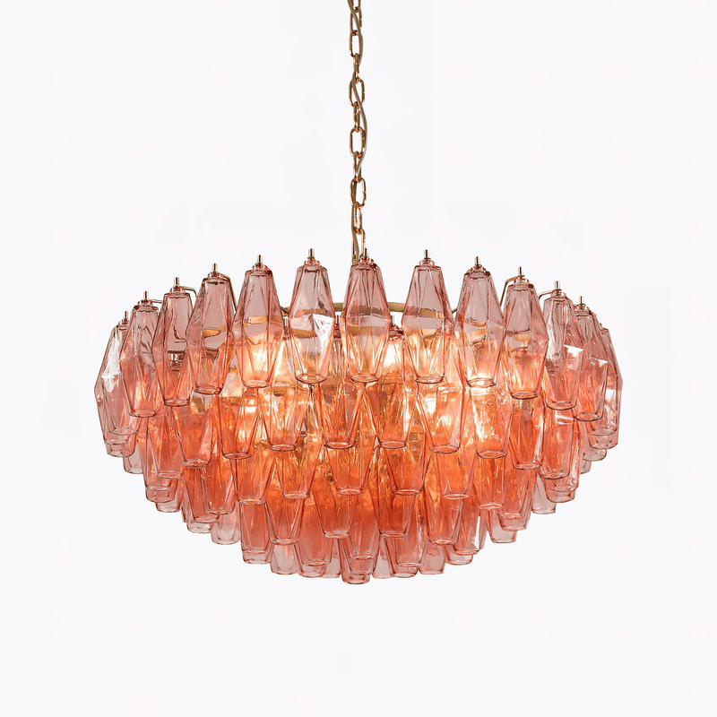 Pink Polygon Drop Chandelier-DWHOME