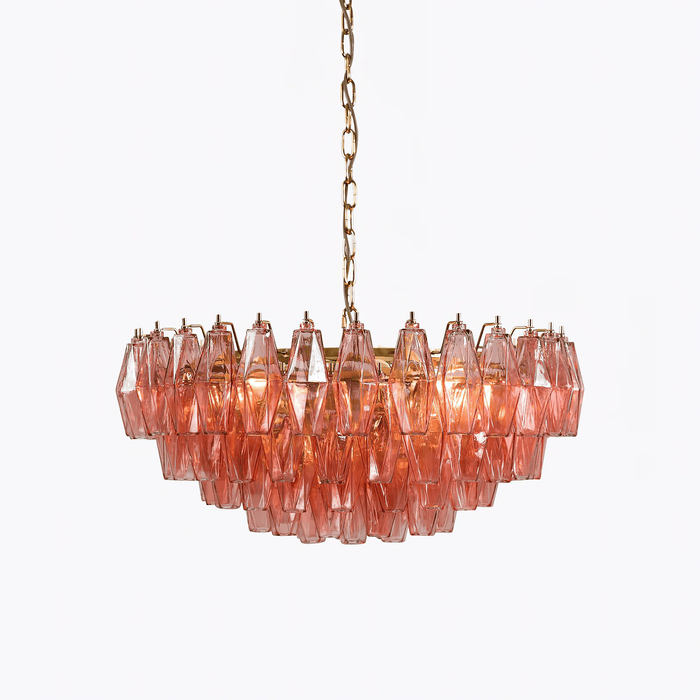 Pink Polygon Drop Chandelier-DWHOME