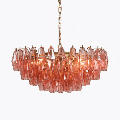 Pink Polygon Drop Chandelier-DWHOME