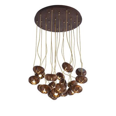 Wooden Petal Round Cluster Pendant Light - DWHOME