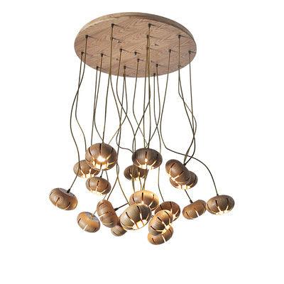 Wooden Petal Round Cluster Pendant Light - DWHOME