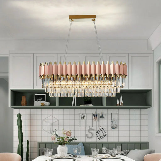 Gio 39" Rose Gold Dining Room Chandelier.