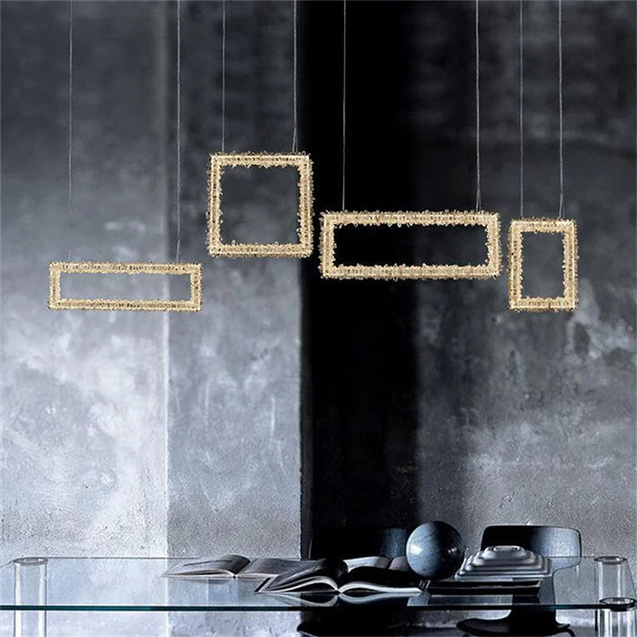 Echo Modern Rock Crystal Chandelier Over Dining Table-DWHOME